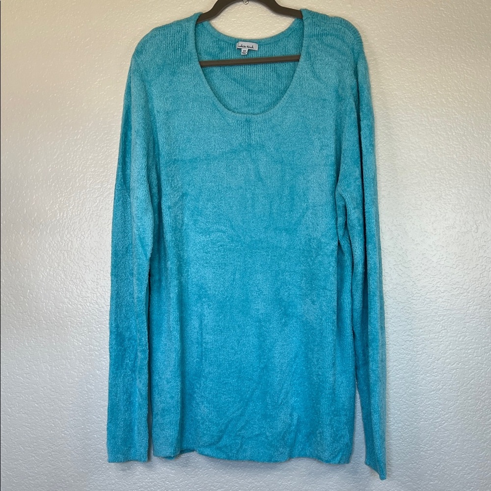 Sky blue soft tunic length sweater, size 3X